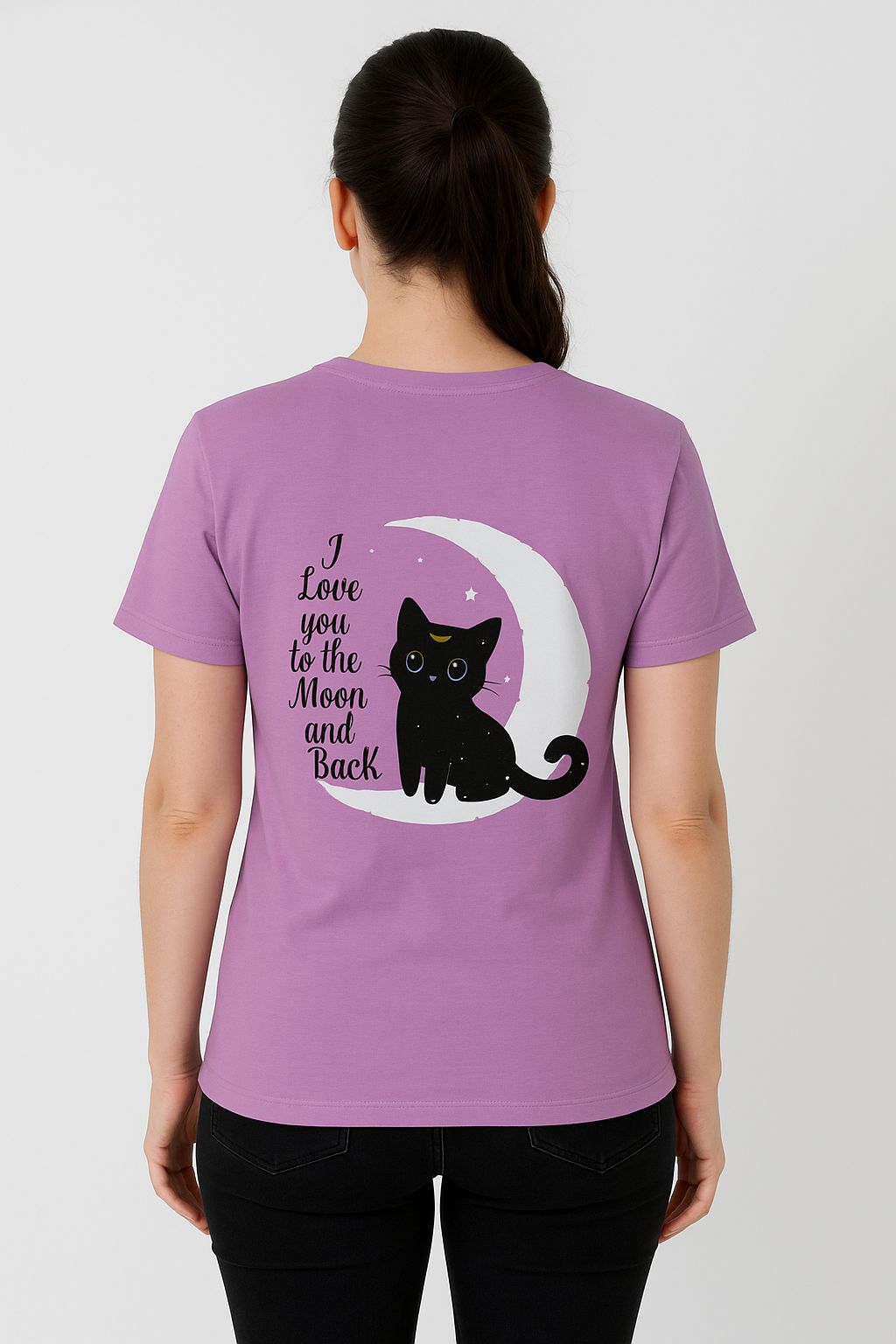 OVERSIZED T-SHIRT WITH MEOW LAVENDER COLOUR
